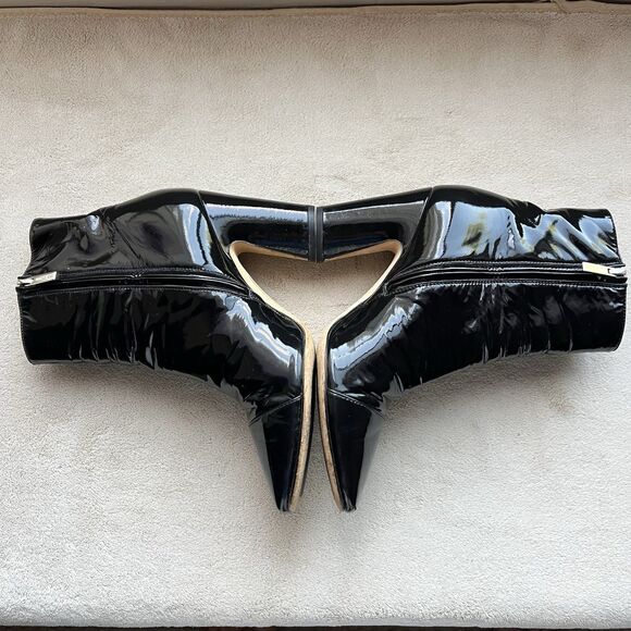 Jimmy Choo Black Patent Leather Block Heel Ankle Boot Women EU 36.5 US 6.5 Chic - Picture 6 of 16